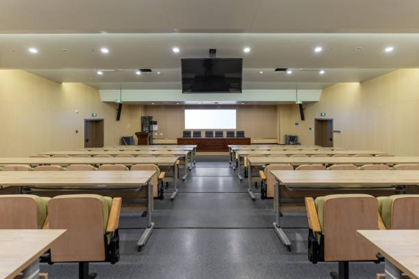 istock Empty, undelivered, stepped conference room 1446271344