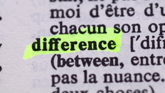 Highlighting the word DIFFERENCE definition. Signaling the meaning of having DIFFERENCES