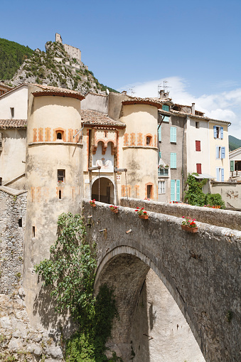 Entrance to Entrevaux, ancient fortified village in Alpes-deHaute-Provence, France