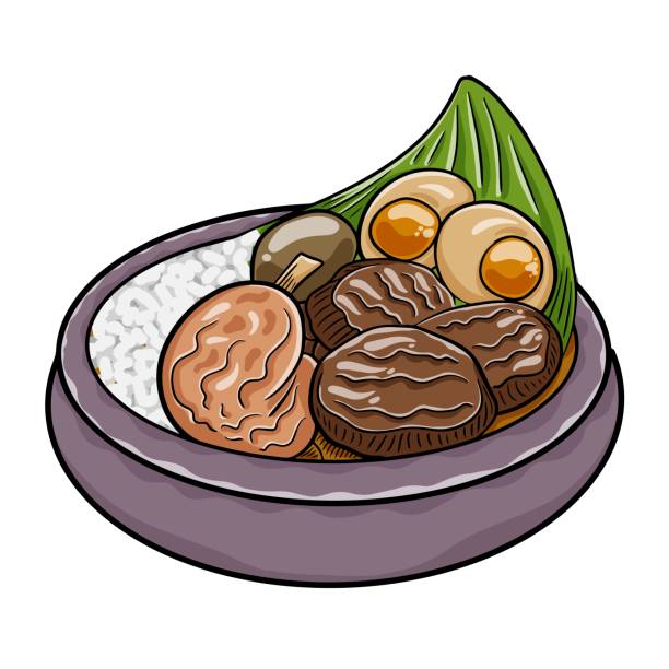 Gudeg jogja with egg, with different types of meat and vegetables. Indonesian traditional food Gudeg jogja with egg, with different types of meat and vegetables. Indonesian traditional food gudeg stock illustrations