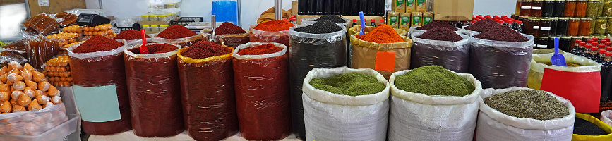 Spices and herbs in the bazaar,