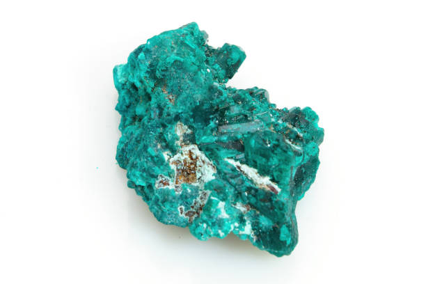 istock Natural natural stone green dioptase on a white background 1446290911