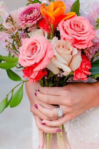 Spring Wedding Bouquet with Ring Accents in Tulsa, Oklahoma, United States