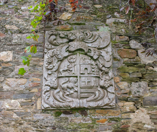 istock shield in a romantic cathedral in Galicia 1446300157