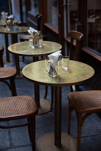 Table set of a typical vintage French bistro