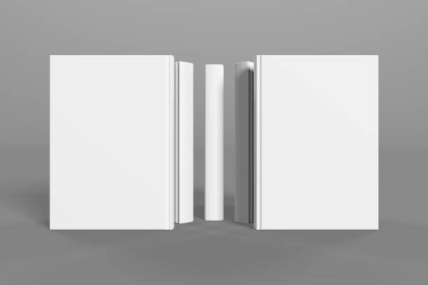 istock Realistic 3d book mockup illustration with 5 hard covers. Book mockup standing on isolated gray background with shadow. A mockup of 5 hardcover books standing upright, arranged in a circular form. 1446307345