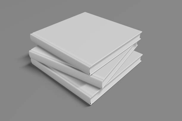 istock Realistic square book mockup with 3 vertical hard covers. 3d realistic render of hard cover book mockup. 1446307753