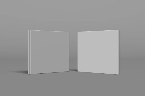 istock Realistic square book mockup with 2 vertical hard covers. 3d realistic render of hard cover book mockup. 1446307898