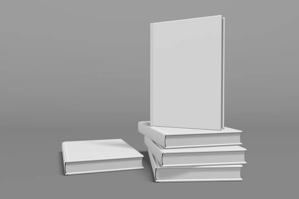 istock Realistic 3d book mockup illustration with 5 hard covers. Book mockup standing on isolated gray background with shadow. 5 hardcover books. 1446308402