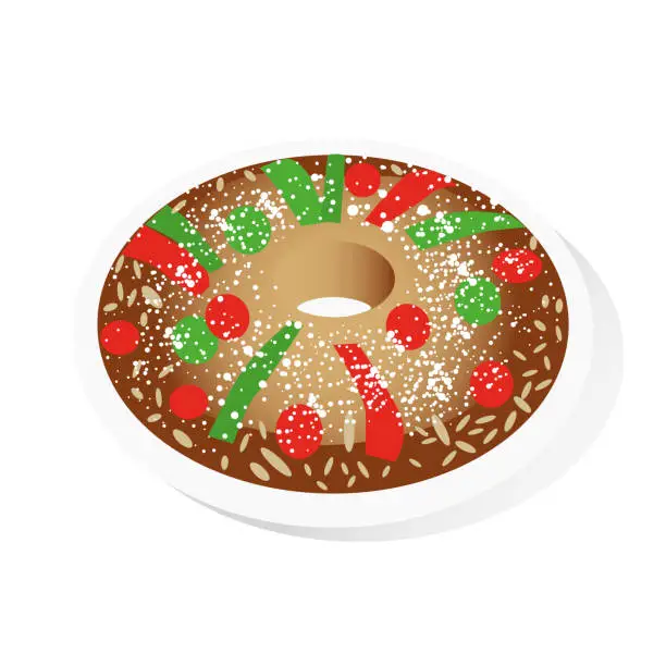 Vector illustration of Traditional portuguese christmas King Cake - Bolo Rei