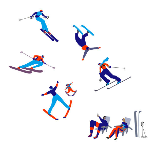 ilustrações de stock, clip art, desenhos animados e ícones de alpine skiing - skiing ski snow extreme sports