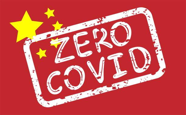 ilustrações de stock, clip art, desenhos animados e ícones de china zero covid policy concept. grunge rubber stamp with zero covid text on background of china flag - china covid