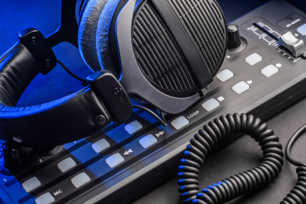 istock Professional MIDI controller sound mixer and headphones 1446312879