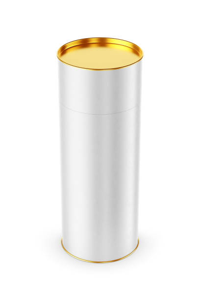 istock Blank paper tube or cardboard cylinder box package isolated. 3D rendering. 1446312897