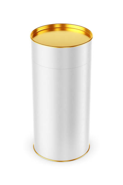 istock Blank paper tube or cardboard cylinder box package isolated. 3D rendering. 1446312938