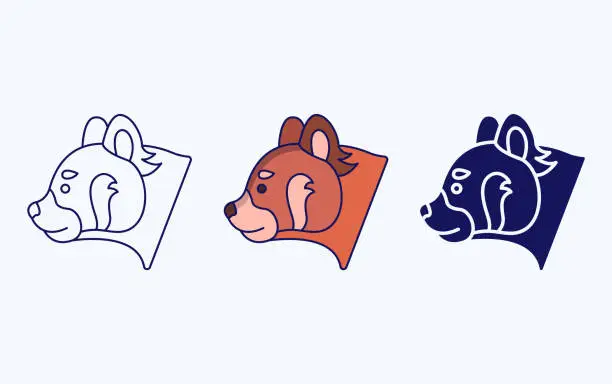 Vector illustration of Red Panda line and glyph icon, vector illustration
