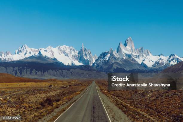 Highangle View Of The Scenic Road With Mountains View In Patagonia Region Of Argentina Stock Photo - Download Image Now