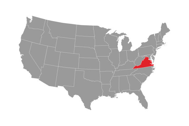 peta negara bagian virginia. ilustrasi vektor. - peta ilustrasi stok