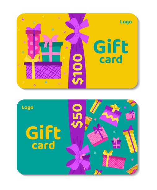 Set gift vouchers with ribbons and presents boxes Set gift vouchers with ribbons and presents boxes. Loyalty program, customer gift reward bonus card. Creative template for coupon, certificate, invitation, ticket, flyer, banners. Vector illustration gift certificate or card stock illustrations