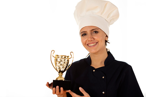 chef woman preparing food at restaurant kitchen