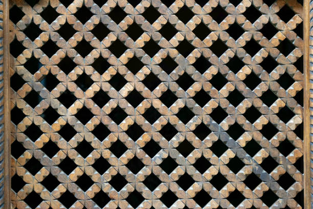 Beautiful wooden oriental background grille