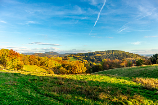 Strolling through the glorious sunshine on an autumn day near Steinbach-Hallenberg - Thuringia - Germany