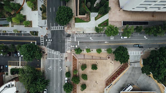 modern city streets from above