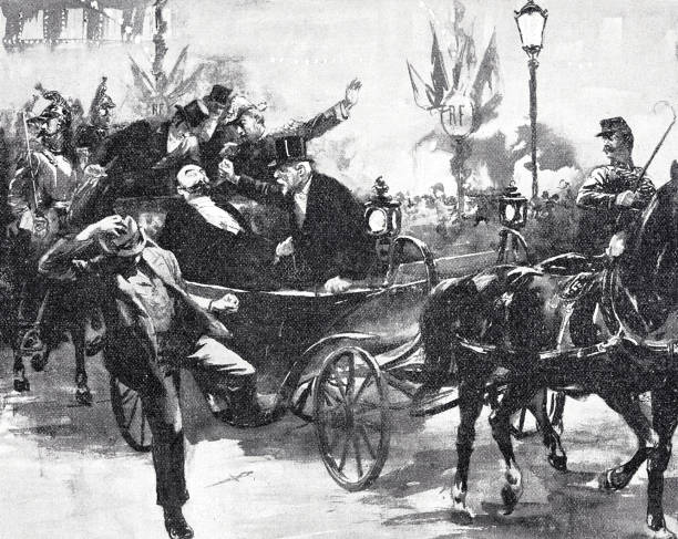 убийство президента франции сади карно в лионе в 1832 году - president men cartoon old stock illustrations