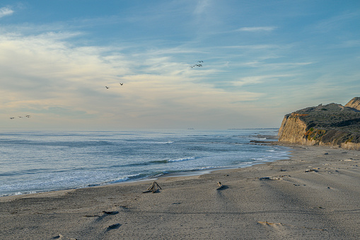 Sunset coastline shot from the Pacific Coast Highway from California to the Pacific Northwest states of Oregon and Washington