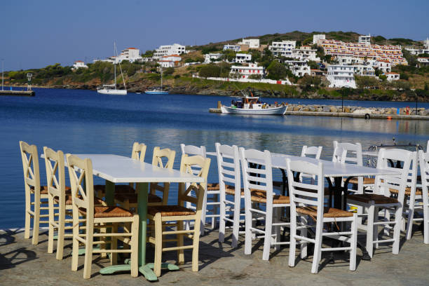 istock Typical greek taverna on the sea pier 1446330361