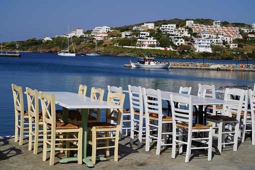 Restaurant on the pier, Batsi, Andros