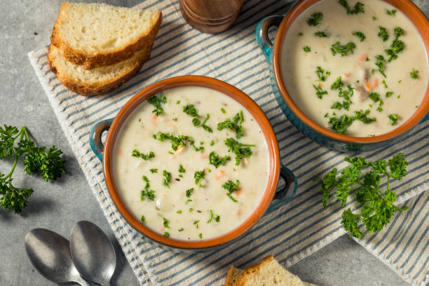 istock Homemade Creamy Clam Chowder Soup 1446345644