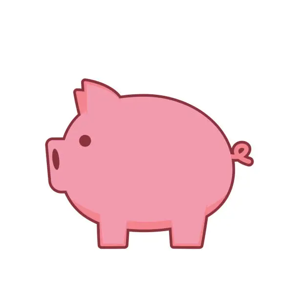 Vector illustration of Pig cartoon. Pig icon vector. Pig logo design.