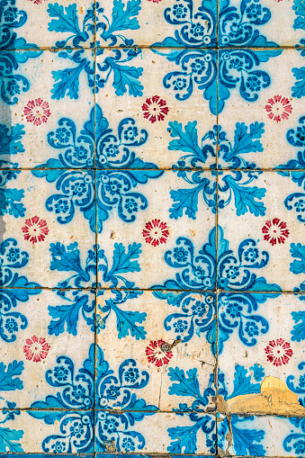 Old traditional painted tiles in Portugal