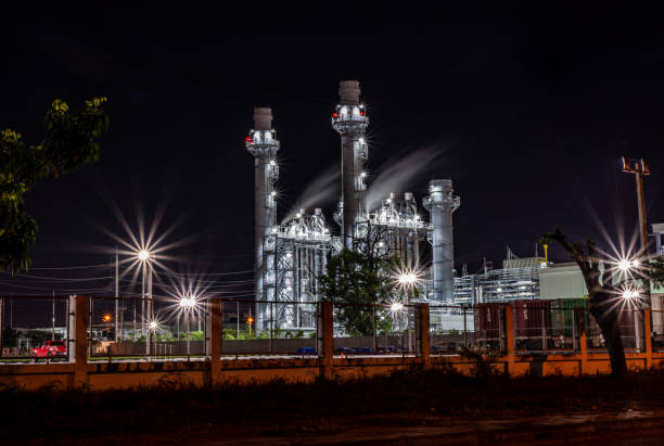 Power plant at night in thailand.