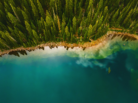 Aerial Perspective Western USA Outdoors and Scenic Views Colorado Mountains  Island Lake in Grand Mesa National Forest Photo Series