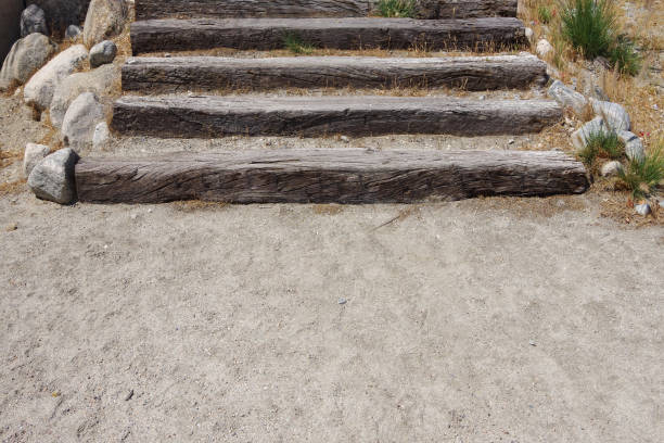 Wooden stairs in a desert landscape