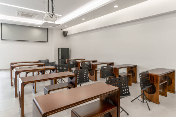 istock Simple and empty Chinese musical instrument training classroom 1446380629