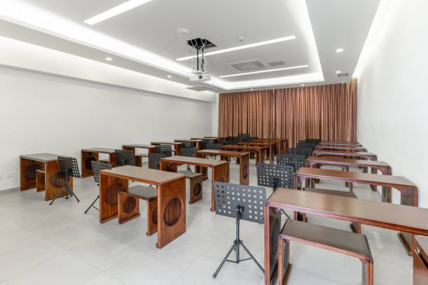 istock Simple and empty Chinese musical instrument training classroom 1446380634
