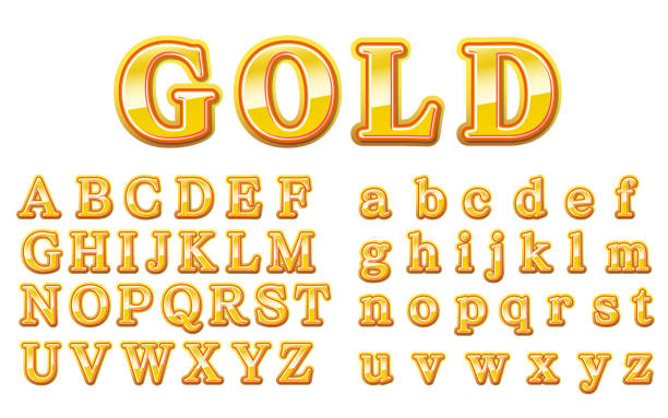 istock Glowing gold alphabet letters.
（capital letter・lower case letters） 1446380664