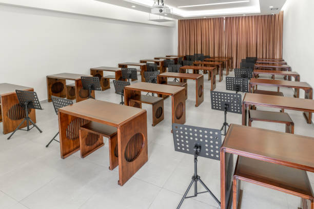 istock Simple and empty Chinese musical instrument training classroom 1446380713