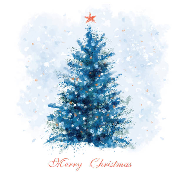 istock Watercolor style hand painting Christmas tree illustration, Christmas clip art 1446383732