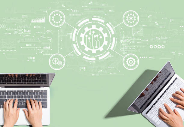 istock Automation concept with people working together 1446394713