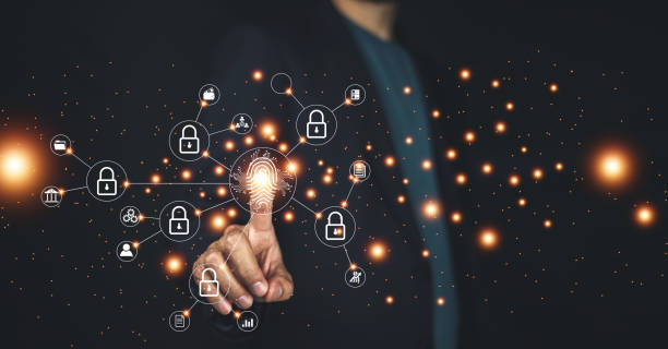 istock Businessman scan fingerprint login to digital transformation  technology 1446401195