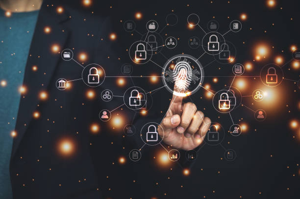 istock Businessman scan fingerprint login to digital transformation  technology 1446401198