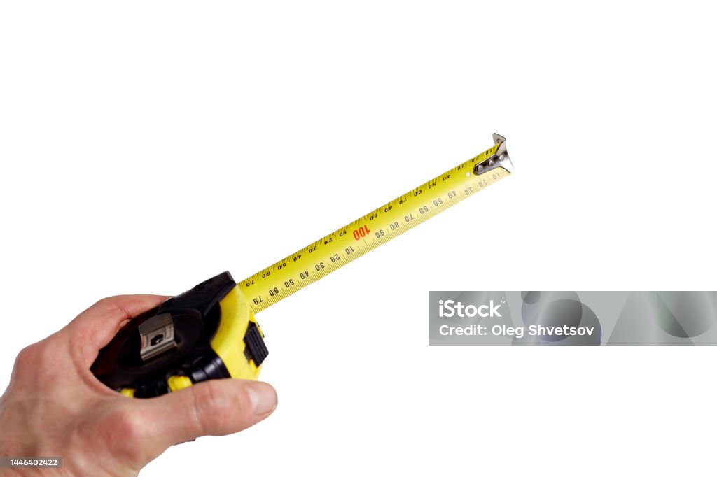 Measuring Objects Using Hand Measuring Tool In Hand On A White Background Is Needed For Construction ...