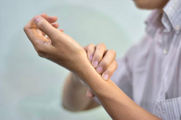 istock Self-examination of pulsation. Counting pulse rate. 1446403359