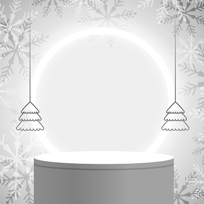 bright merry christmas grey background with 3d podium design