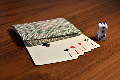 Four of Ten playing cards - isolated on white