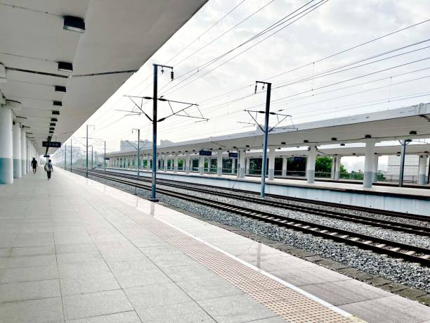 istock Bright vibrant shot of a train station 1446408421